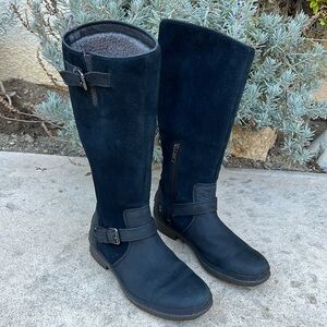 UGG Thomsen Black Leather & Suede Waterproof Boot Women's Size 8